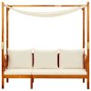Garden Bench with Canopy Solid Acacia Wood – Cream