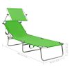 Folding Sun Lounger with Canopy Steel and Fabric – Green