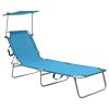 Folding Sun Lounger with Canopy Steel and Fabric – Turquoise