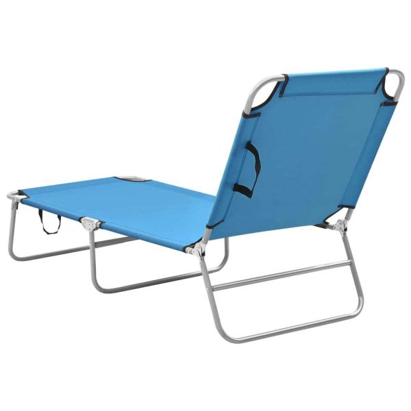 Folding Sun Lounger Powder-coated Steel – Turquoise Blue