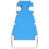 Folding Sun Lounger with Head Cushion Powder-coated Steel – Turquoise Blue