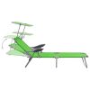 Sun Lounger with Canopy Steel – Green