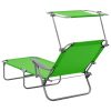 Sun Lounger with Canopy Steel – Green