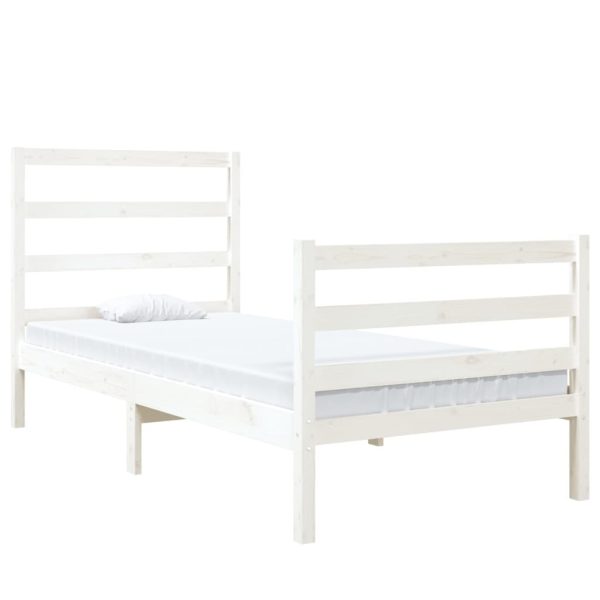 Agery Bed Frame Solid Wood Pine – SINGLE, White
