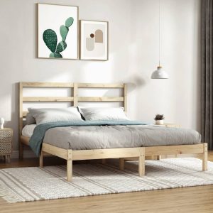 Belton Bed Frame Solid Wood – QUEEN, Brown