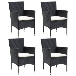 Garden Dining Chairs 4 pcs Poly Rattan – Black