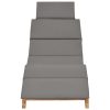 Folding Sun Lounger with Cushion Solid Teak Wood – Grey, 1