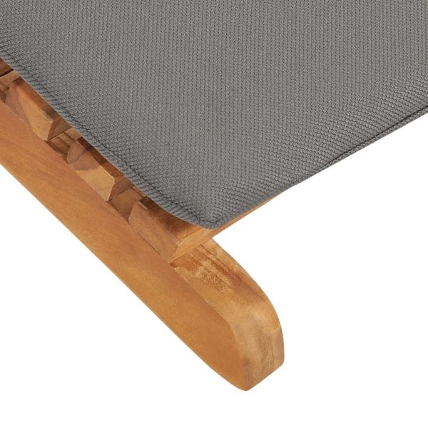 Folding Sun Lounger with Cushion Solid Teak Wood – Grey, 1