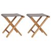 Folding Chairs 2 pcs Solid Teak Wood and Fabric – Dark Grey
