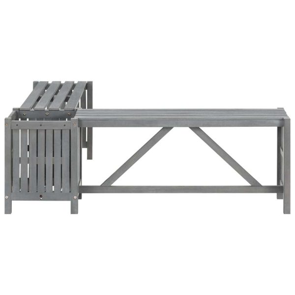 Garden Bench with 2 Planters Solid Acacia Wood – 117x117x40 cm, Grey