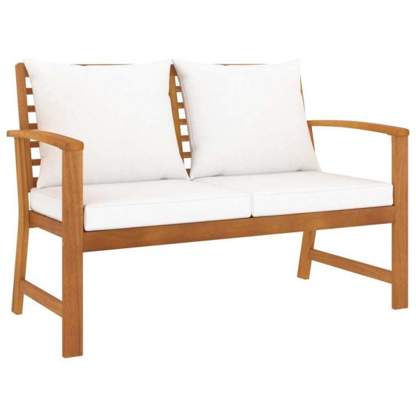 Garden Bench 120 cm with Cushion Solid Acacia Wood – Cream