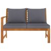 Garden Bench 114.5 cm with Cushion Solid Acacia Wood – Dark Grey, 2-Seater With Right Armrest
