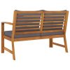 Garden Bench 114.5 cm with Cushion Solid Acacia Wood – Dark Grey, 2-Seater With Left Armrest