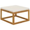 Footrest with Cushion Solid Acacia Wood – Cream
