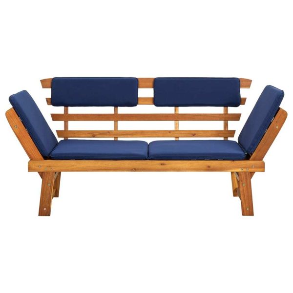 Garden Bench with Cushions 2-in-1 190 cm Solid Acacia Wood – Blue
