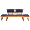 Garden Bench with Cushions 2-in-1 190 cm Solid Acacia Wood – Blue