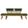 Garden Bench with Cushions 2-in-1 190 cm Solid Acacia Wood – Brown and Green