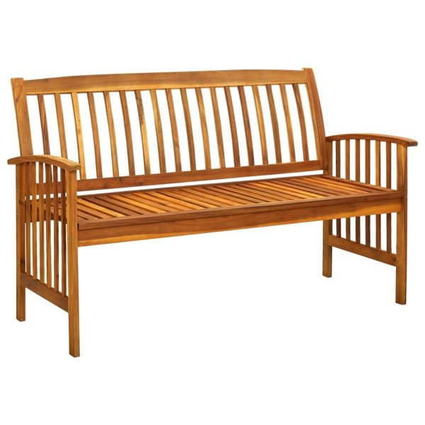 Garden Bench with Cushion Solid Acacia Wood – 147 cm, Dark Grey