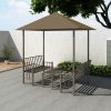 Garden Pavilion with Table and Benches 2.5×1.5×2.4 m – Taupe