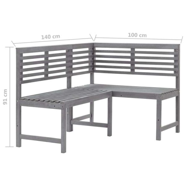 Garden Corner Bench 140 cm Solid Acacia Wood – Grey