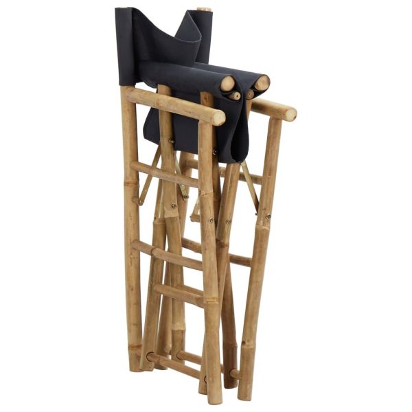 Folding Director’s Chair 2 pcs Bamboo and Canvas – Dark Grey