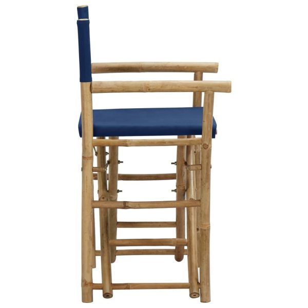 Folding Director’s Chair 2 pcs Bamboo and Canvas – Blue