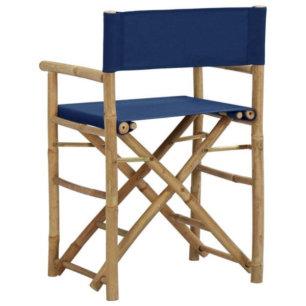 Folding Director’s Chair 2 pcs Bamboo and Canvas – Blue