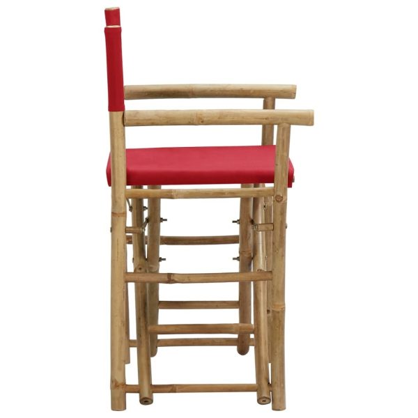 Folding Director’s Chair 2 pcs Bamboo and Canvas – Red