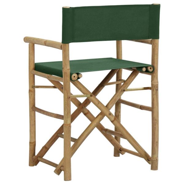 Folding Director’s Chair 2 pcs Bamboo and Canvas – Green