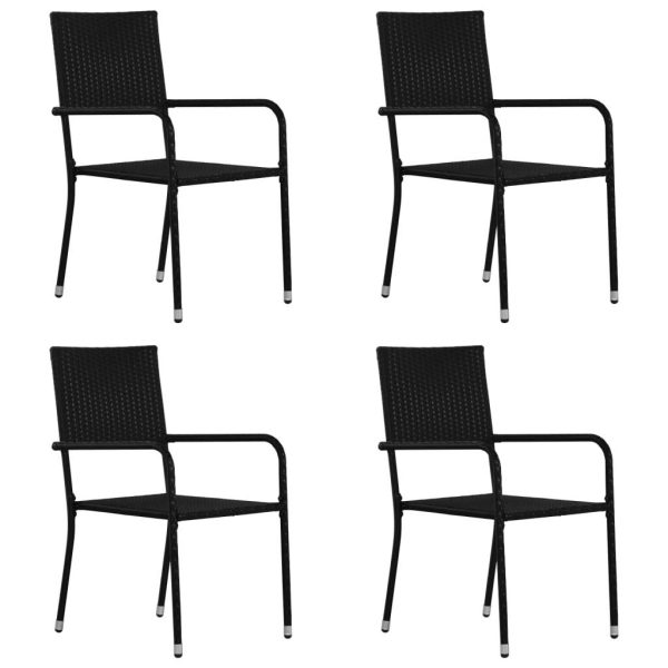 Outdoor Dining Chairs Poly Rattan – Black, 4