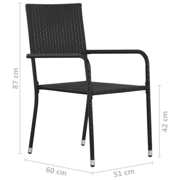 Outdoor Dining Chairs Poly Rattan – Black, 6