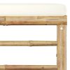 Garden Footrest with Cream Cushion Bamboo – White