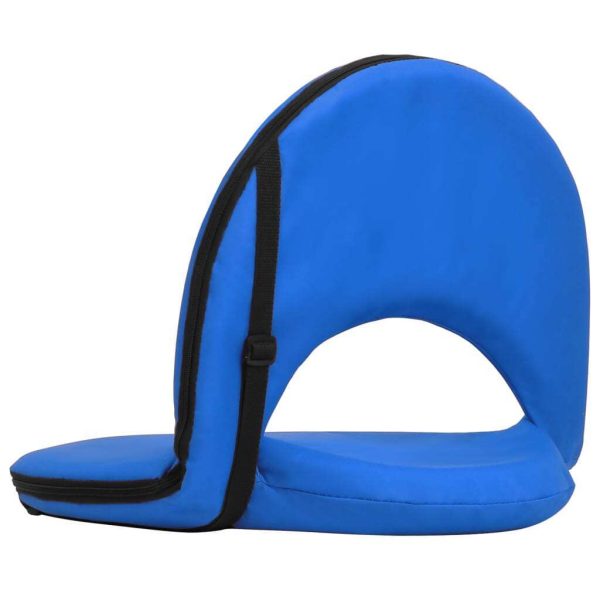 Foldable Ground Chair 2 pcs Blue Steel and Fabric