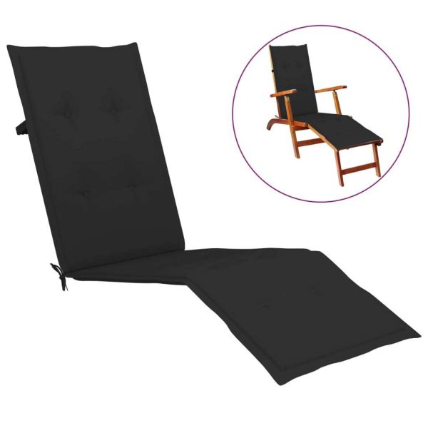 Deck Chair Cushion Black (75+105)x50x3 cm
