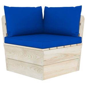 Pallet Sofa Cushions 3 pcs Blue Fabric