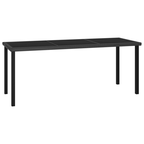 Garden Dining Table Poly Rattan – 180x70x73 cm, Black