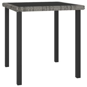 Garden Dining Table Poly Rattan – 70x70x73 cm, Grey