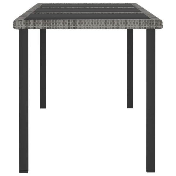 Garden Dining Table Poly Rattan – 180x70x73 cm, Grey