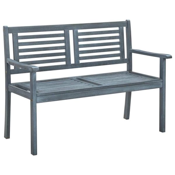 2-Seater Garden Bench Grey Solid Eucalyptus Wood – 120 cm