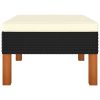 Footstool Poly Rattan and Solid Eucalyptus Wood – Black