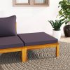 Footrest with Cushion Solid Acacia Wood – Dark Grey