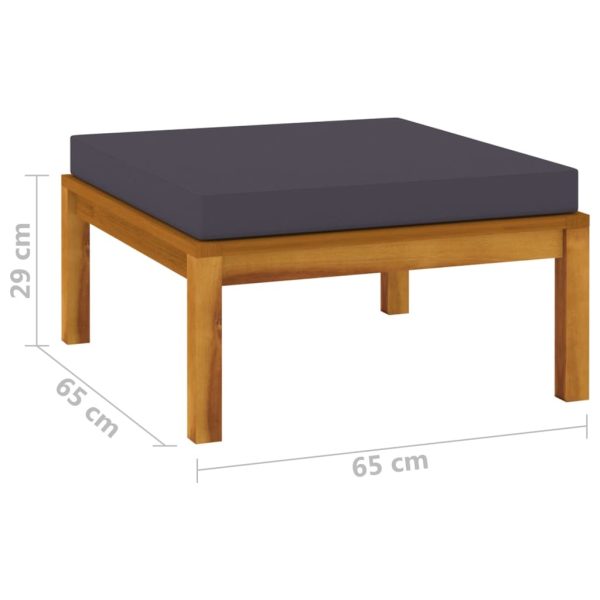 Footrest with Cushion Solid Acacia Wood – Dark Grey