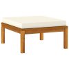 Footrest with Cushion Solid Acacia Wood – Cream White