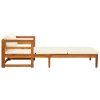 Sun Lounger with Cushions Solid Acacia Wood – Cream White, Sunlounger With 2 Armrests
