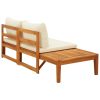 Garden Bench with Table Cushions Solid Acacia Wood – Cream White