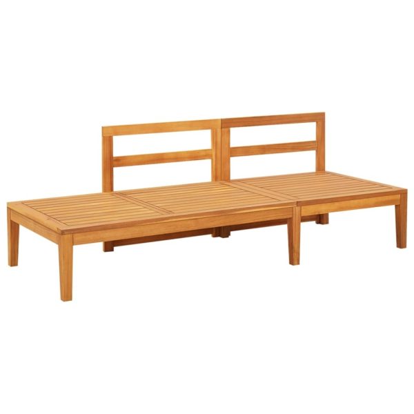Garden Bench with Table Cushions Solid Acacia Wood – Cream White