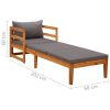 Sun Lounger with Cushions Solid Acacia Wood – Dark Grey, Sunlounger With 2 Armrests
