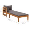 Sun Lounger with Cushions Solid Acacia Wood – Dark Grey, Sunlounger With 1 Armrest