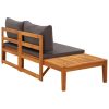 Garden Bench with Table Cushions Solid Acacia Wood – Dark Grey