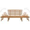 Garden Bench with Cushions 2-in-1 190 cm Solid Acacia Wood – Brown